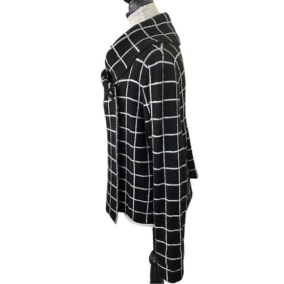 Women's Ellen Tracy Wool Blend Window Pane Cardigan Sweater Size Medium - Picture 3 of 8